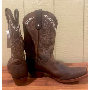 Tony Lama Ladies 100% Vaquero Western Boot Sorrel Taos Leather Square Toe Size 9
